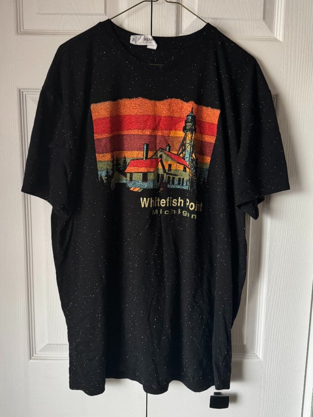 Whitefish Point Michigan Lighthouse Retro Graphic T-Shirt